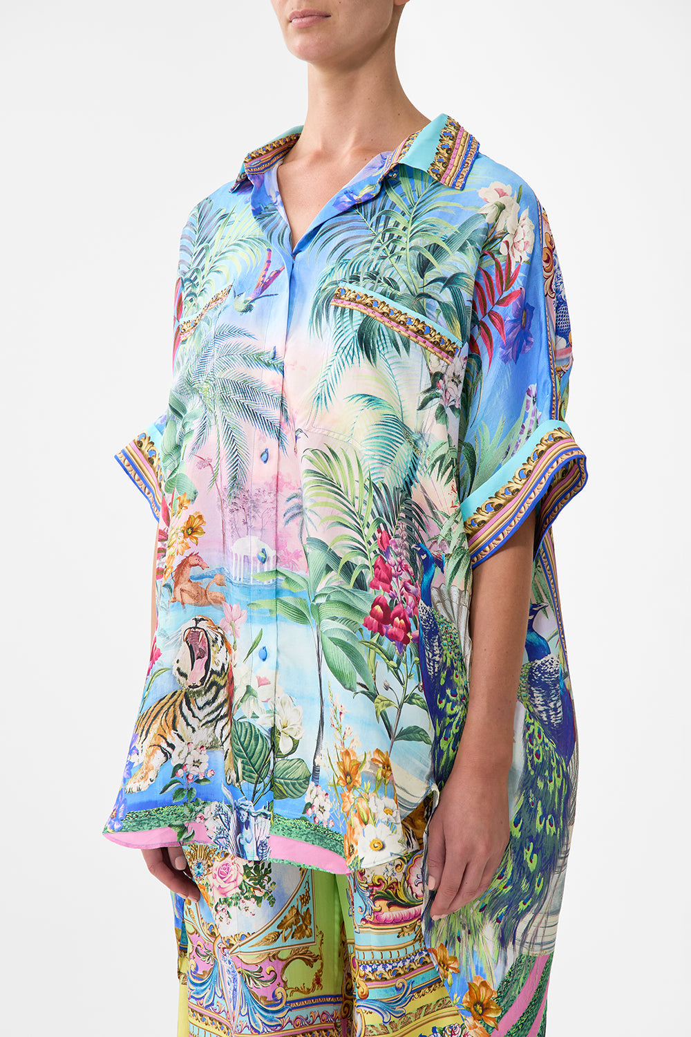 The CAMILLA Oversized Pocket Tunic in our Spirit Of Santa Maria print.