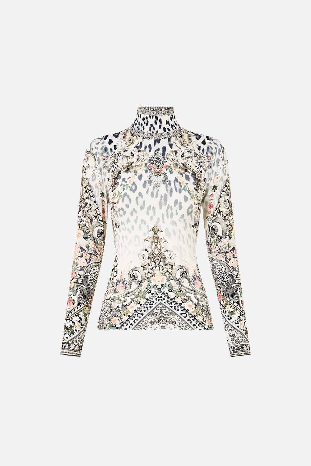 The CAMILLA Jersey Turtleneck in our Marble Heaven print.