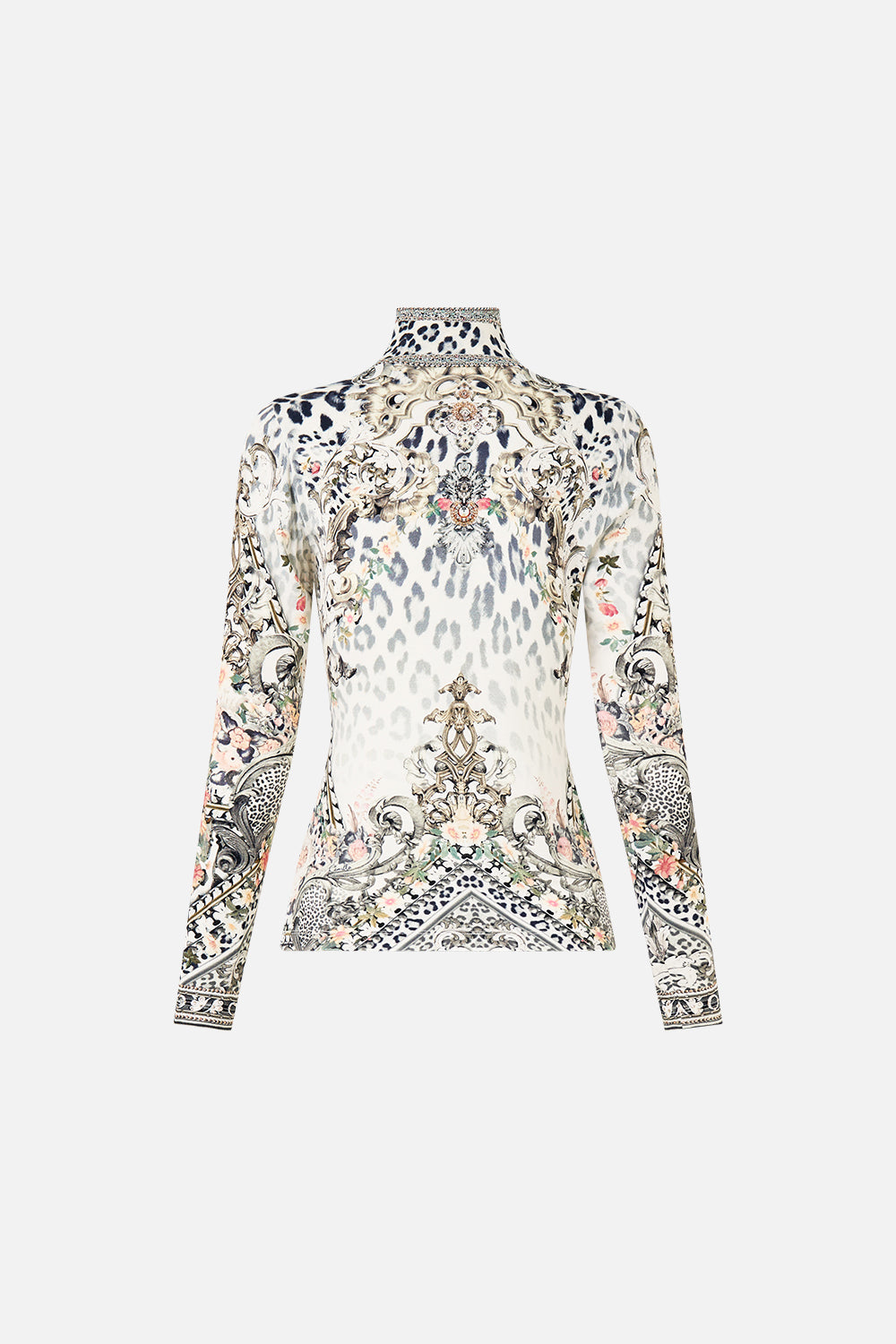 The CAMILLA Jersey Turtleneck in our Marble Heaven print.