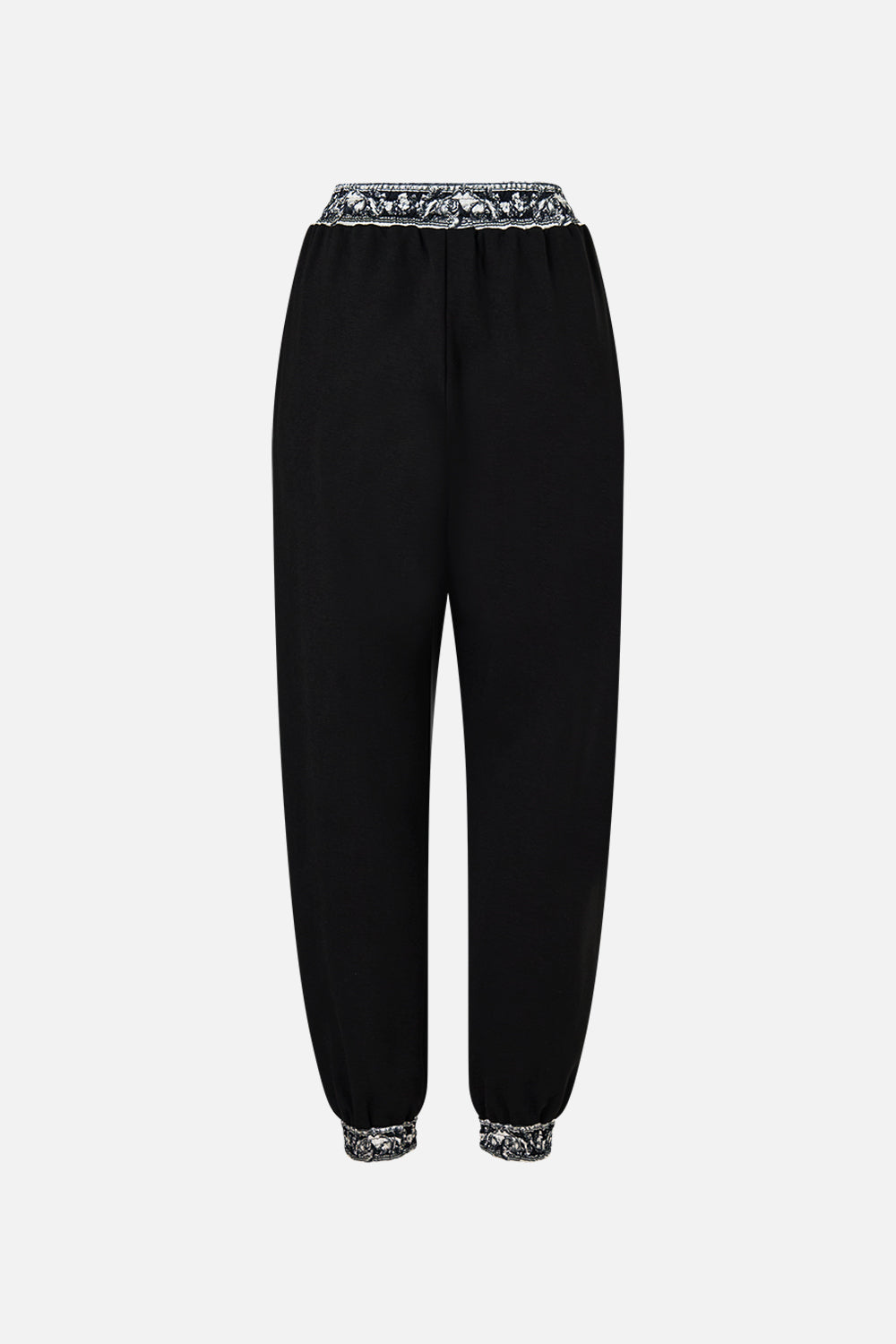 The CAMILLA Jersey Track Pant With Silk Details in our Perfumed In Porto print.