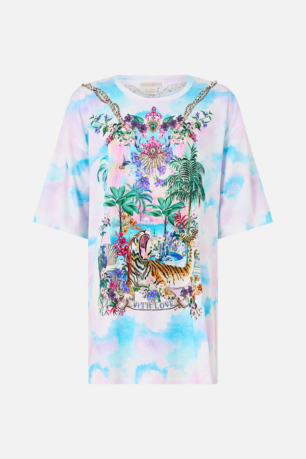 The CAMILLA Oversized Band Tee in our Spirit Of Santa Maria print.