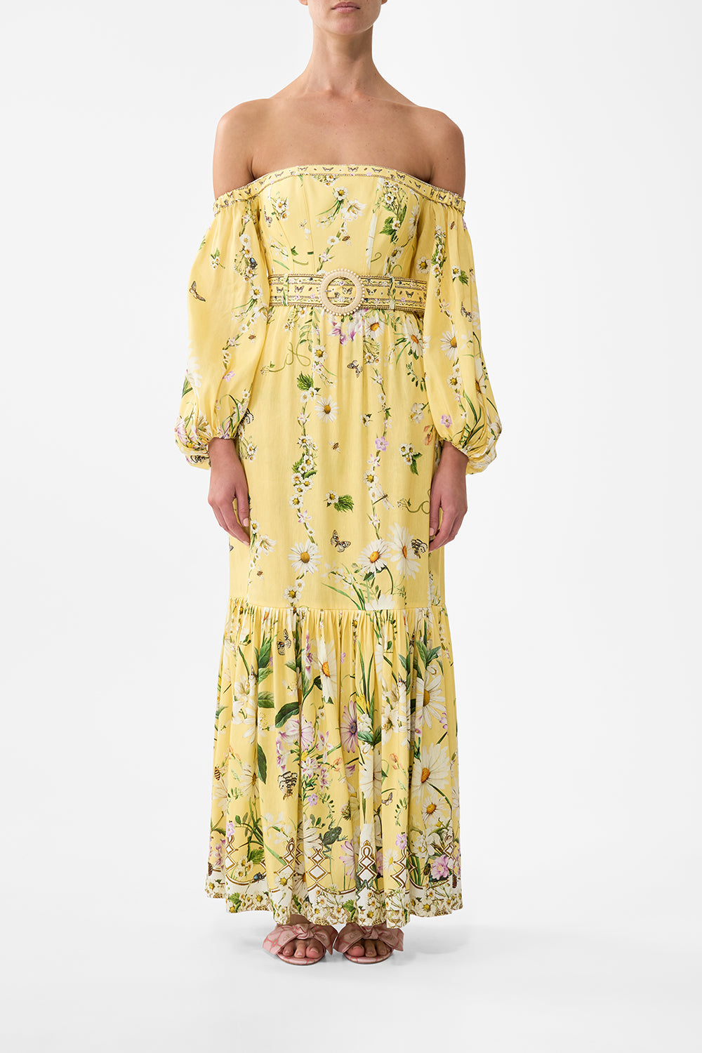 CAMILLA | Puff Sleeve Corset Dress Daisy Chains, L YELLOW | Daisy Chains