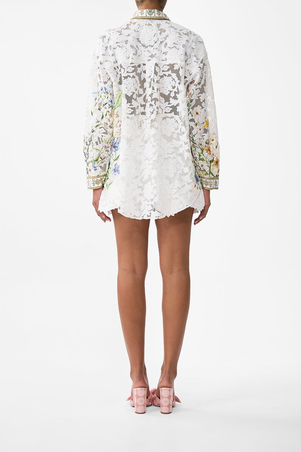 The CAMILLA Collared Shirt With Side Buttons in our Dressing Room Drama print.