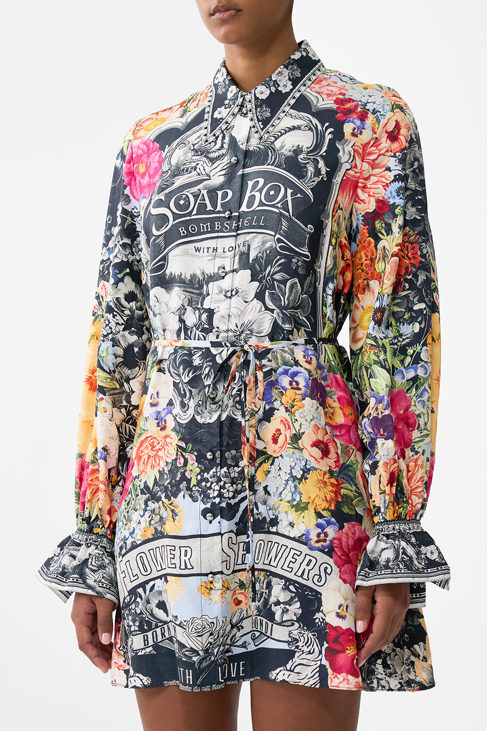 The CAMILLA Shift Shirt Dress in our Flower Showers print.