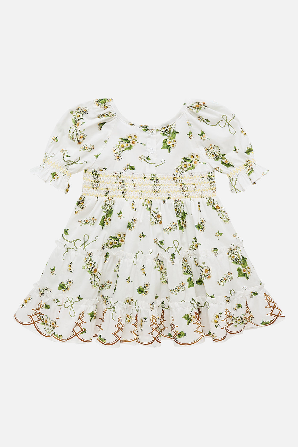The CAMILLA Babies Tiered Dress With Puff Sleeve in our Daisy Chains print.