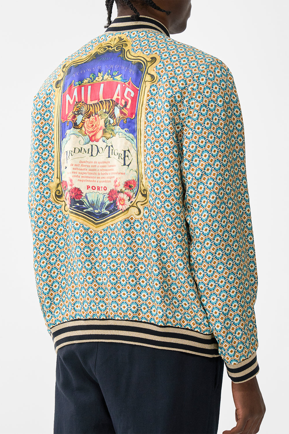 The CAMILLA Reversible Zip Through Bomber Jacket in our Soap Opera print.