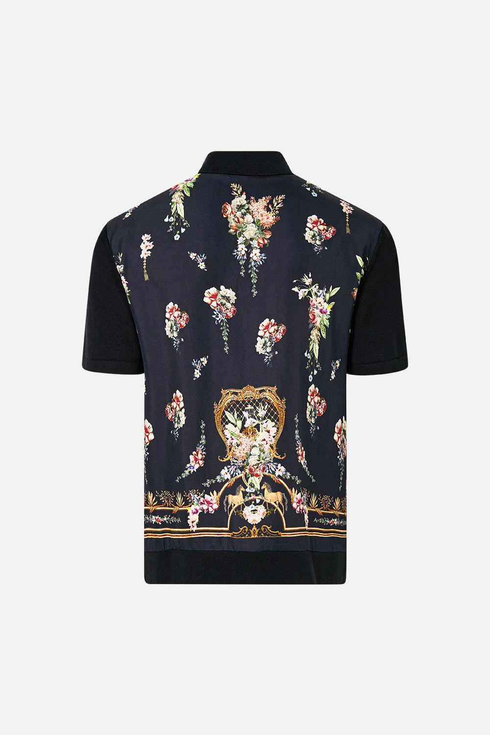 The CAMILLA Short Sleeve Knit Shirt W Silk Contrast Back in our Noble Endeavours print.