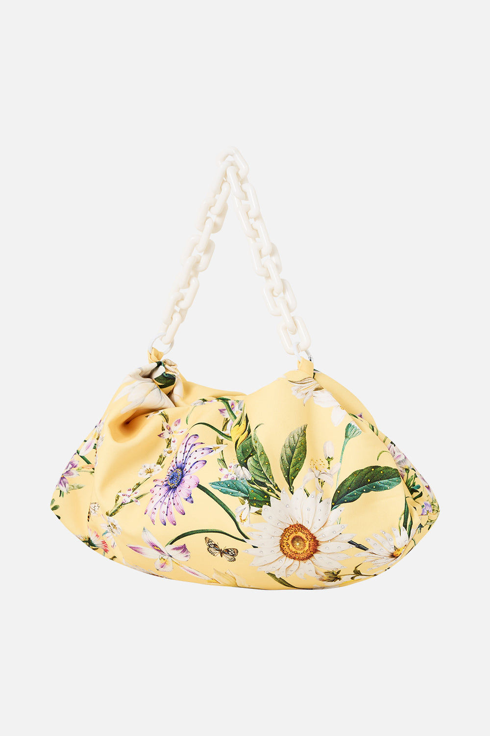 The CAMILLA Oversized Clutch With Chain in our Daisy Chains print.
