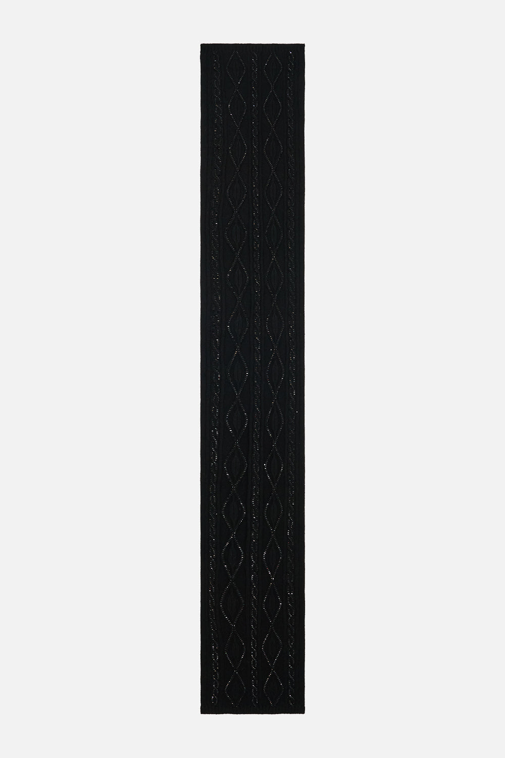 The CAMILLA Embellished Jacquard Scarf in our Solid Black print.