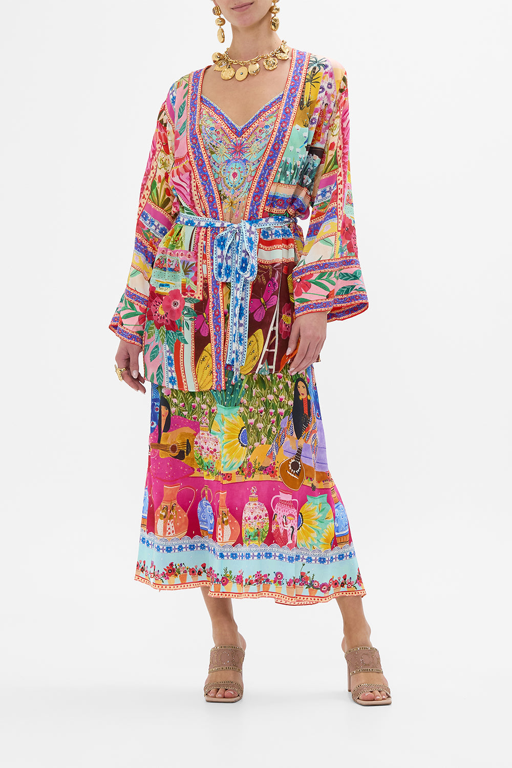 CAMILLA V Neck Racerback Dress in Roeqiyas Realm print.