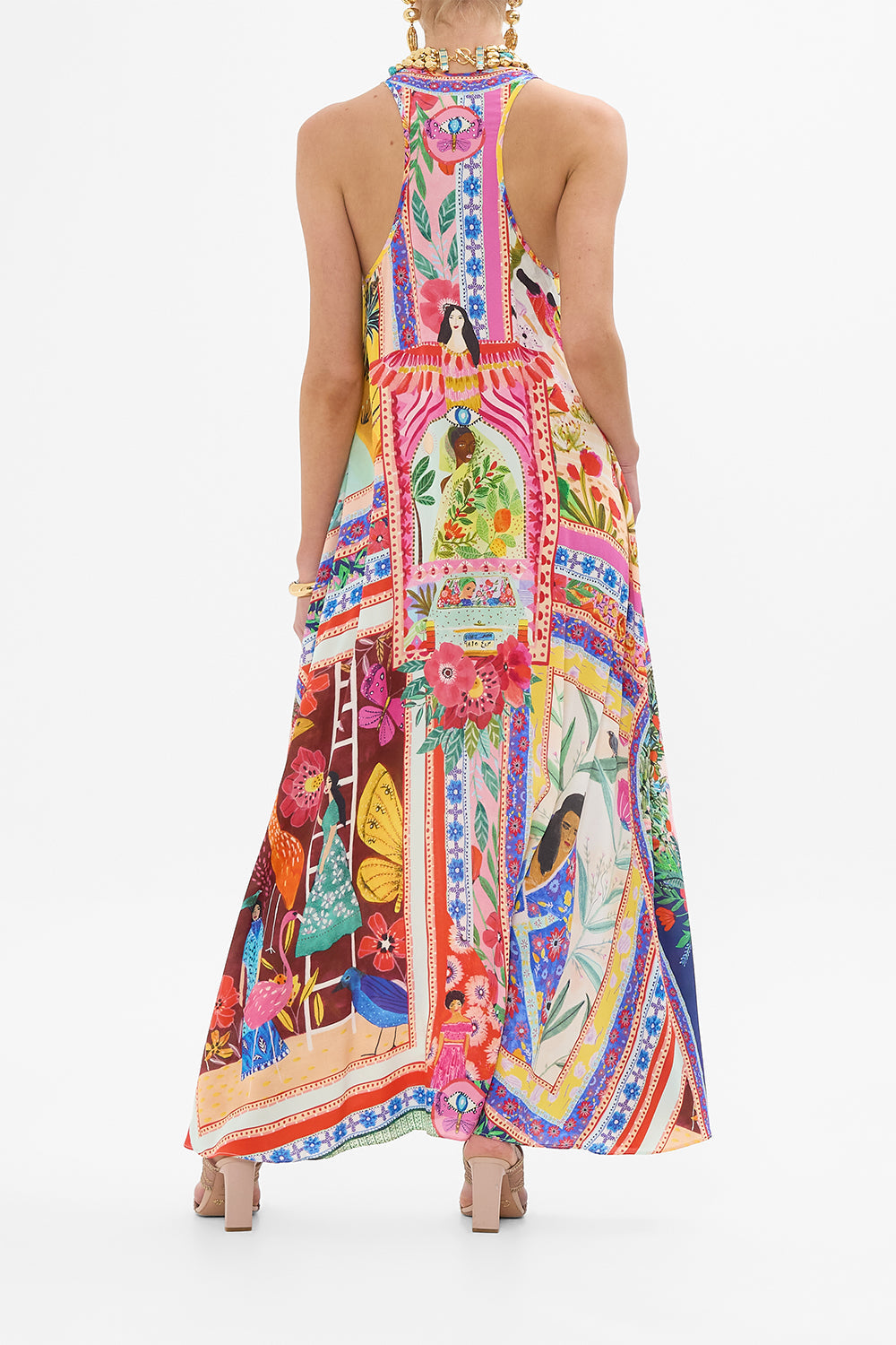 CAMILLA V Neck Racerback Dress in Roeqiyas Realm print.