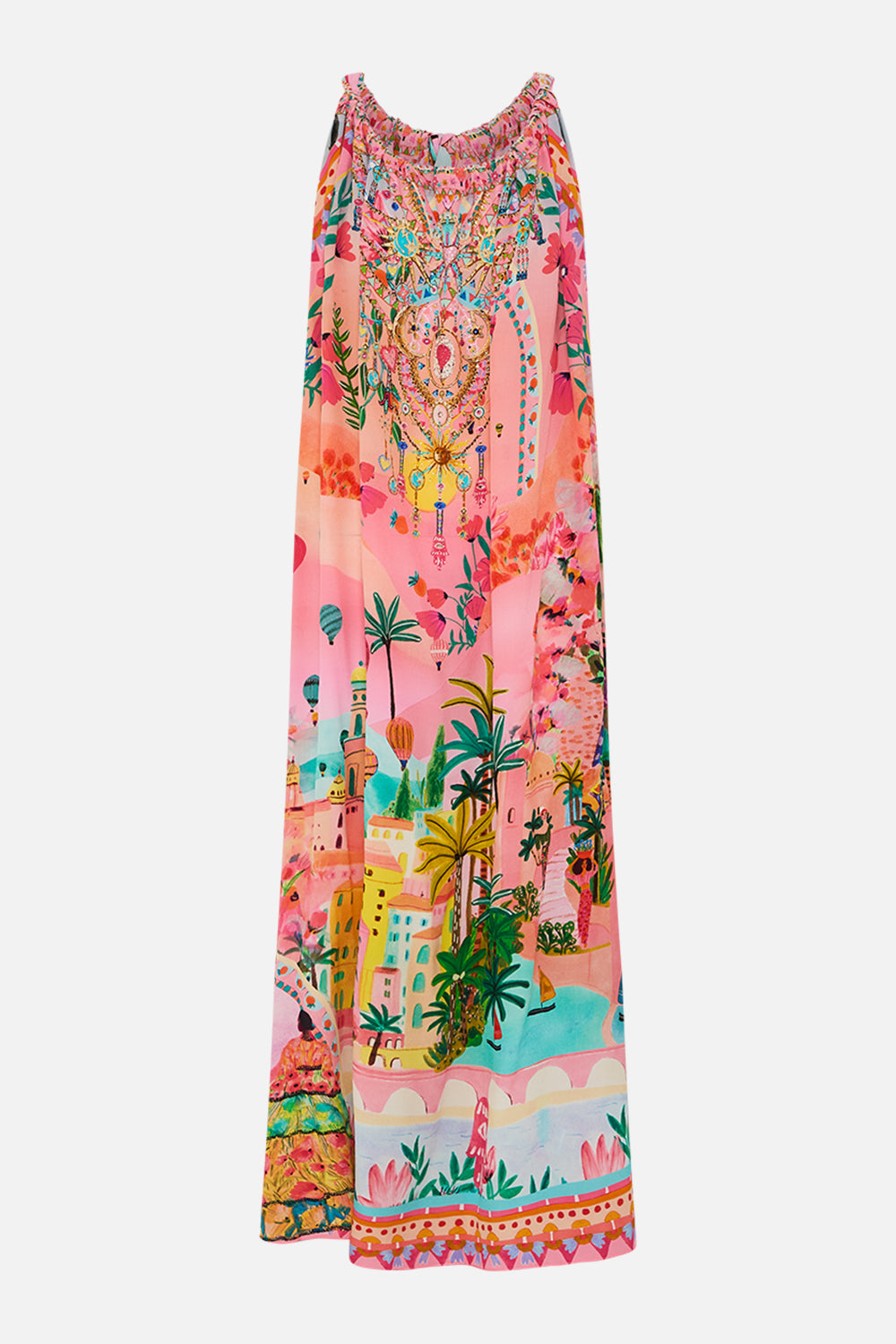 CAMILLA drawstring dress in Sister Sunset print
