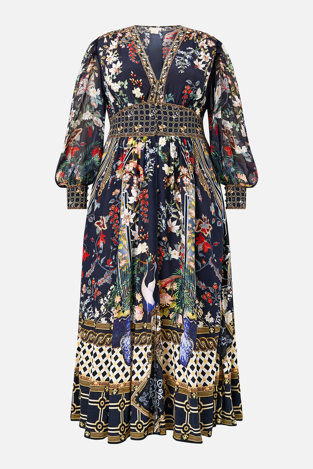 SHAPED WAISTBAND DRESS WITH GATHERED SLEEVES PALACIO POETRY