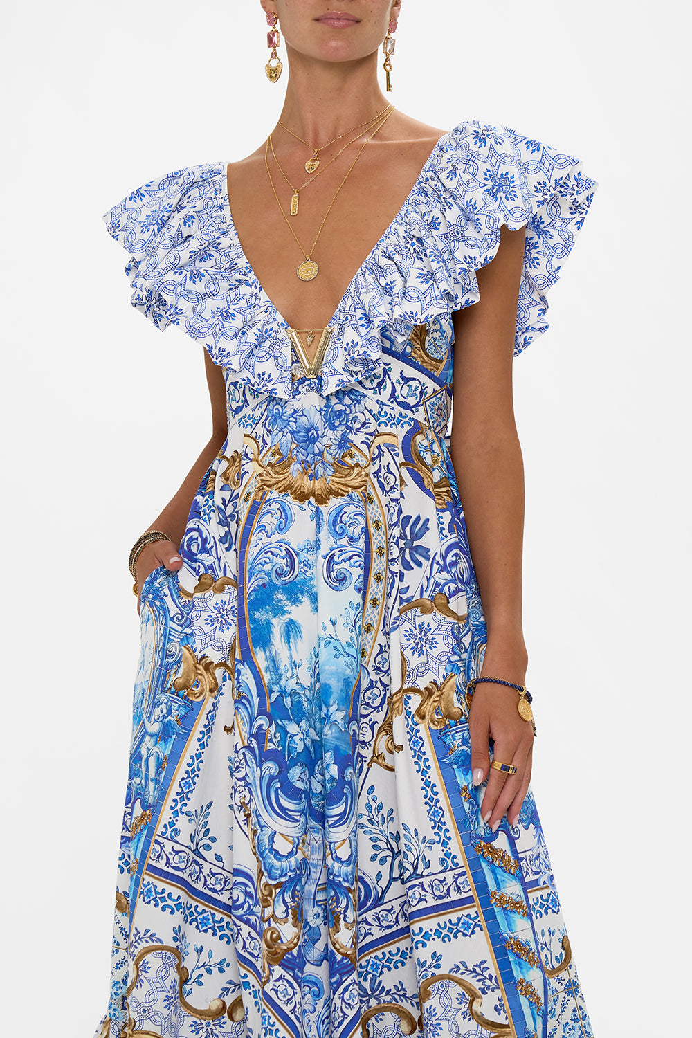 FRILL NECK DRESS WITH HARDWARE AZUL ADVENTURES