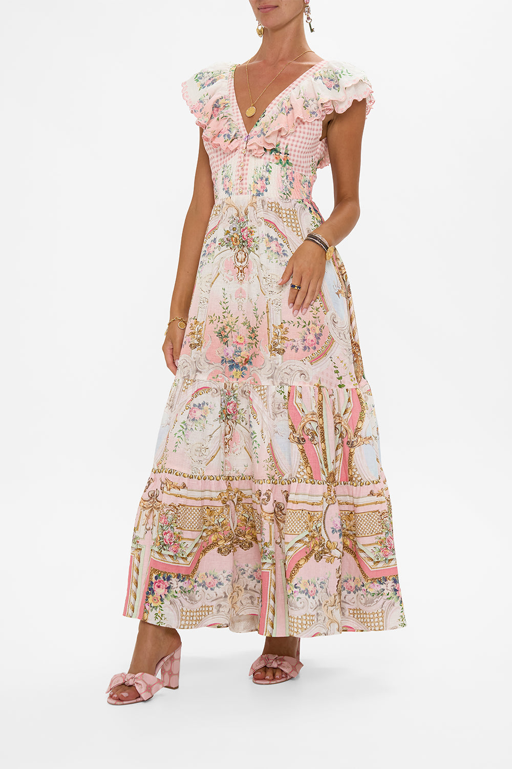 TIERED DRESS WITH NECK FRILL LISBON LULLABY