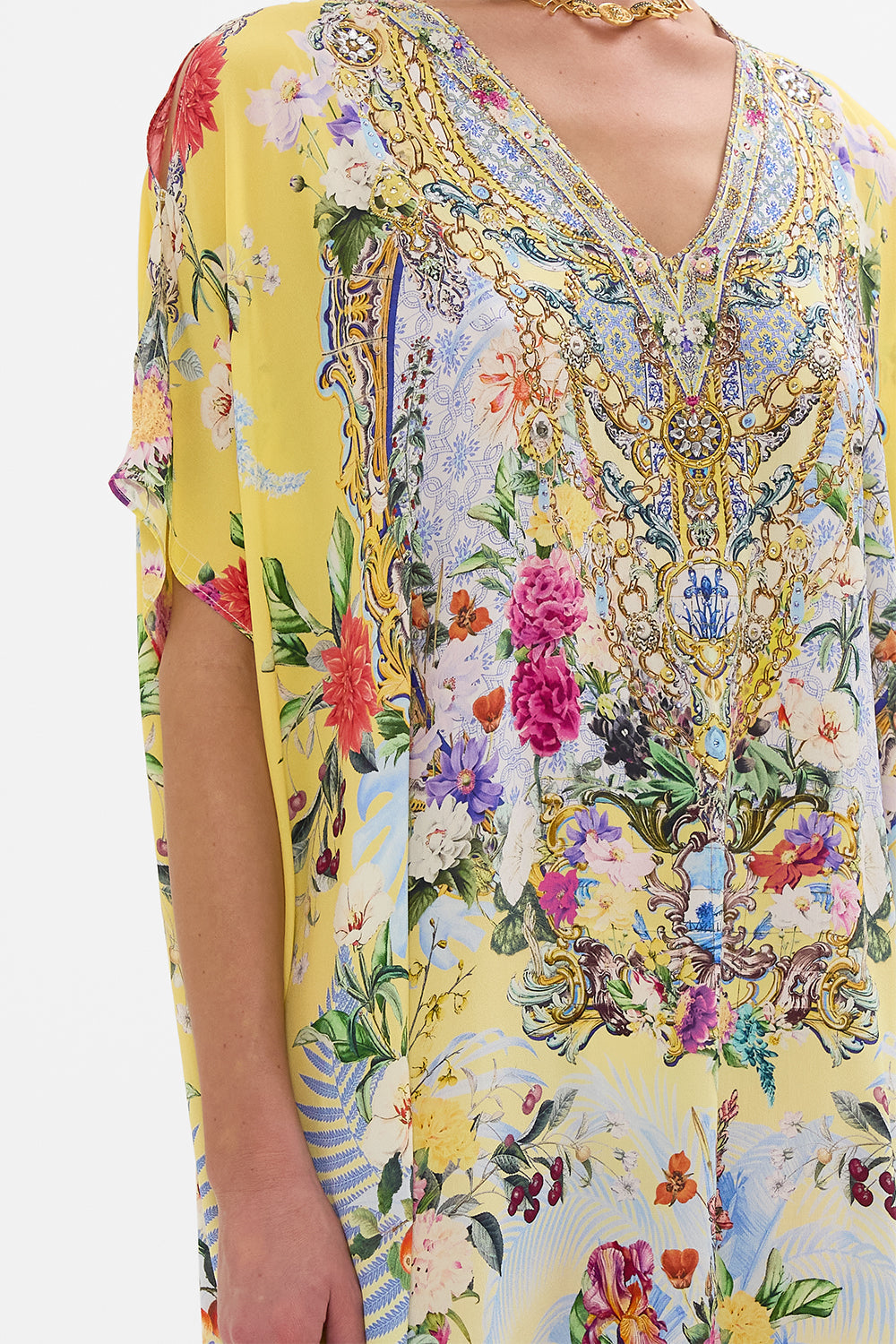 SLIM FIT KAFTAN WITH SPLIT FLOR FANTÁSTICA