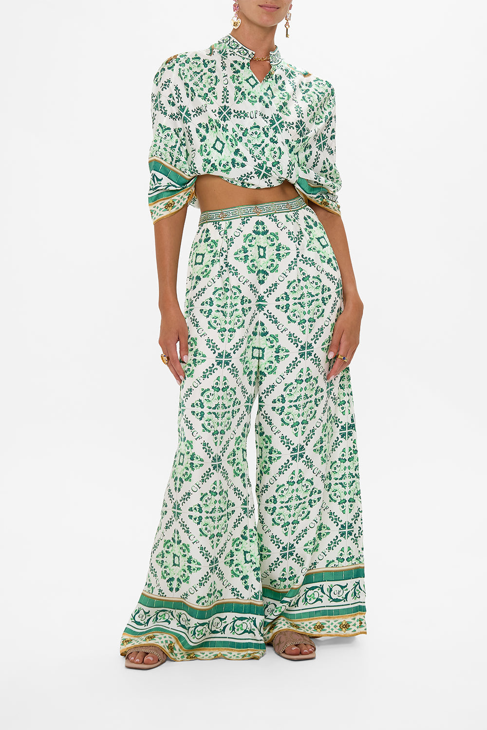 CAMILLA Tuck Front Pant in Corridor Of Calm print