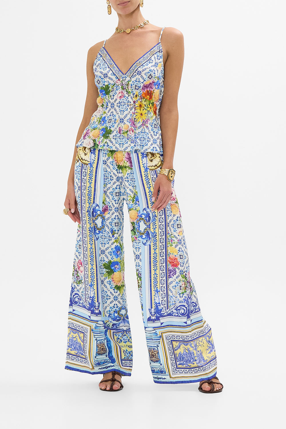 CAMILLA V Neck Cami in Wall To Wall Wonders print