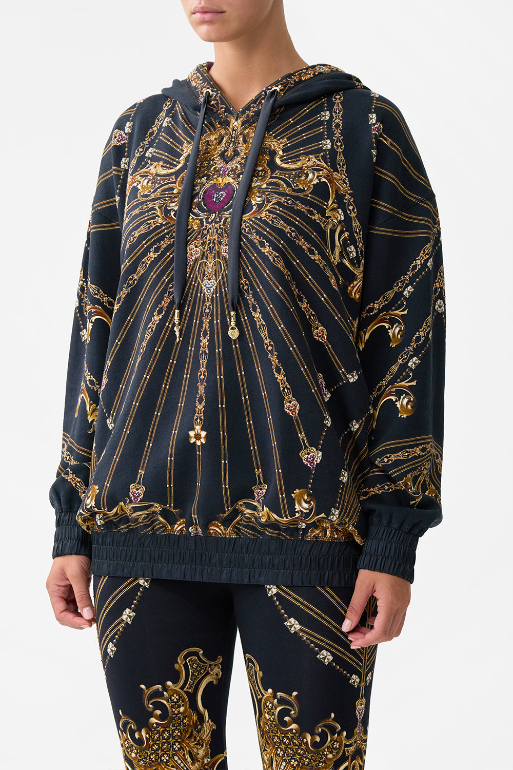 SILK BAND OVERSIZED HOODIE WITH POCKETS BAROQUE AROUND THE CLOCK