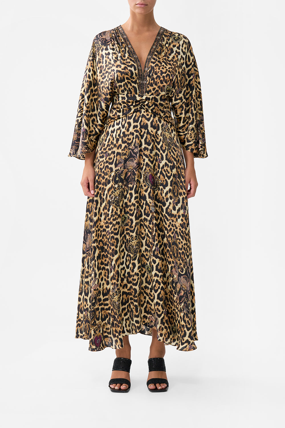 camilla long dress | Petal Sleeve Saints AND Sisters, XS Brown | Saints AND SISTERS sizechart_marya-sequin-dress Sequin Trim Shift Mini 100% silk Size:50 (IT) / 44(FR) / 34(UK-US)
