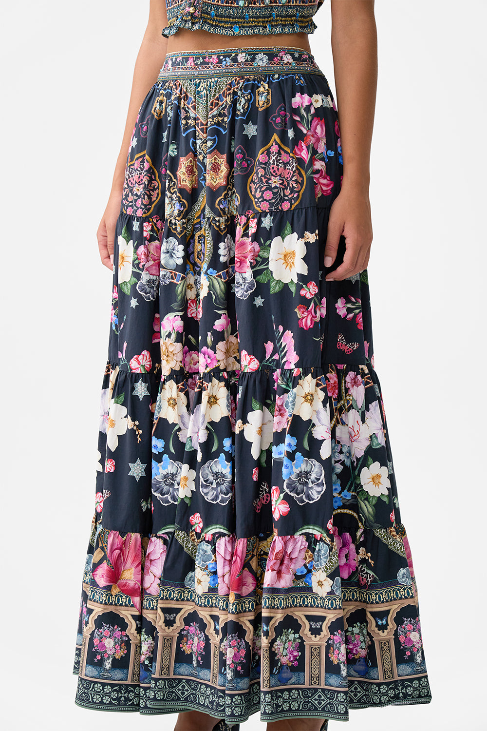 TIERED MAXI SKIRT MIDNIGHT IN MONSERRATE