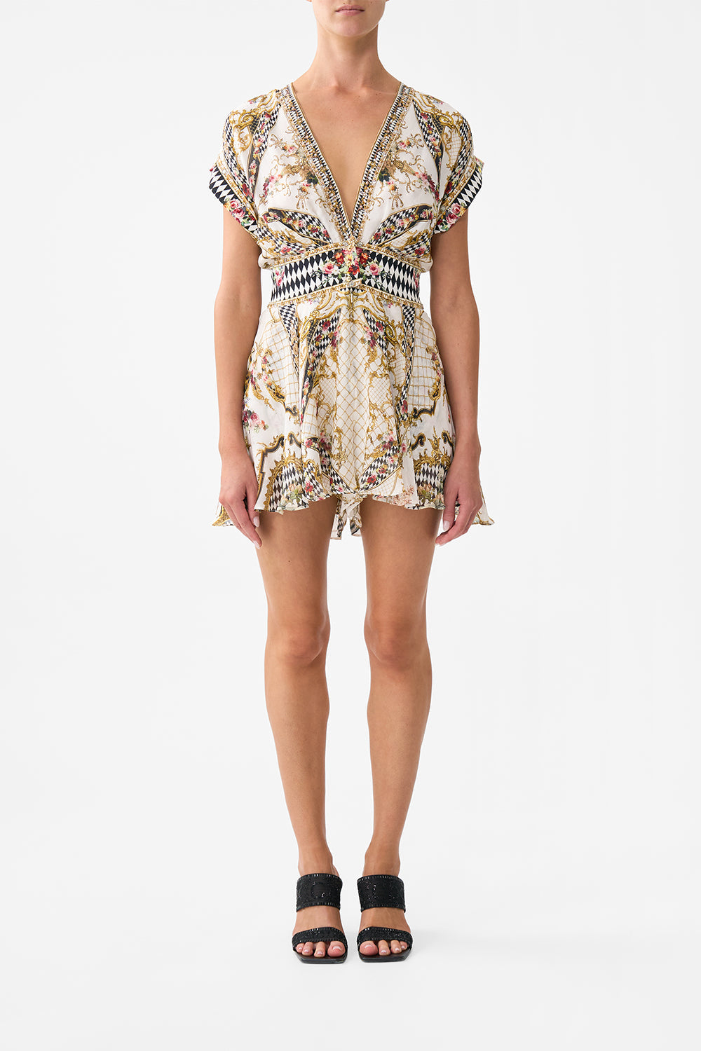 BUTTON WAIST PLAYSUIT ROCOCO GLOW
