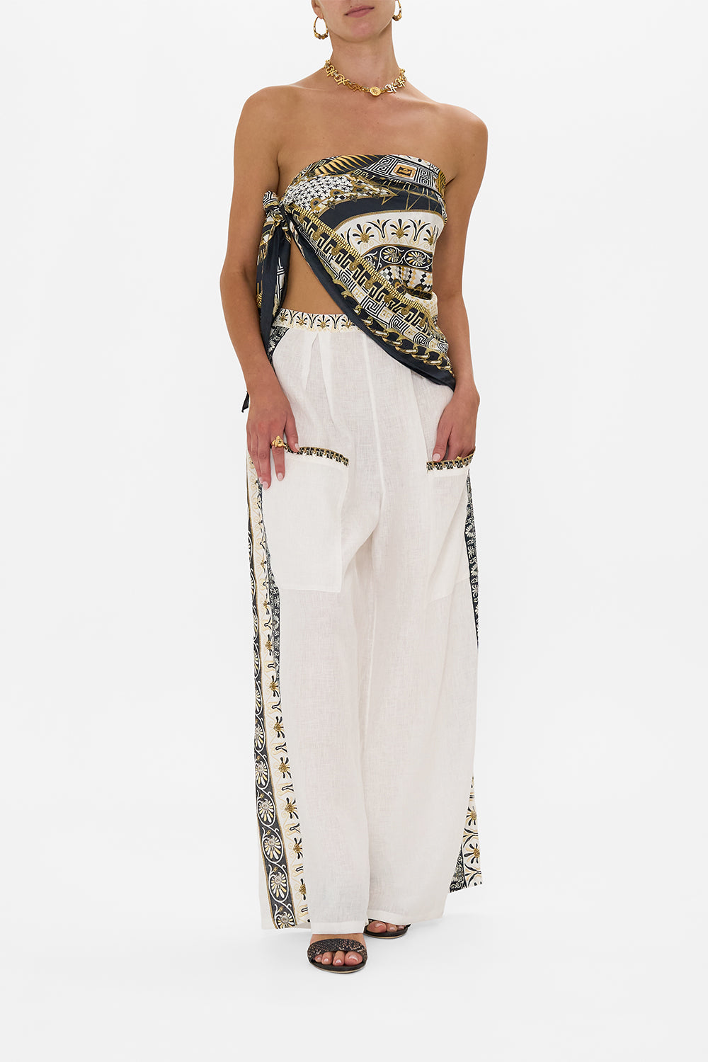 WIDE LEG TROUSER WITH FRONT POCKETS TEMPLES OF DENDARA