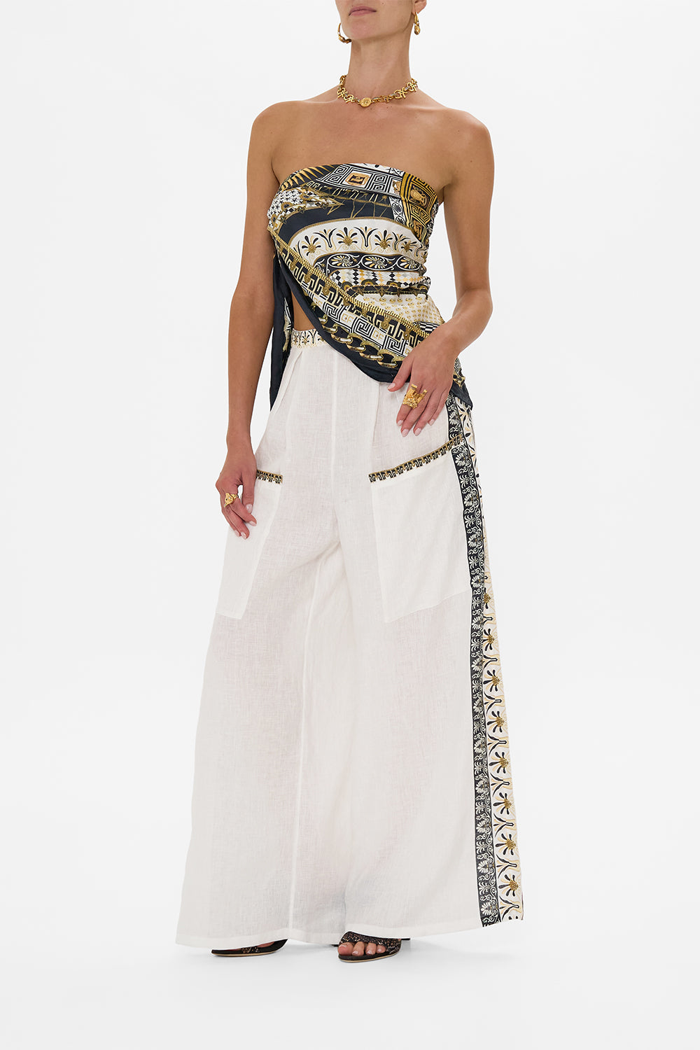 WIDE LEG TROUSER WITH FRONT POCKETS TEMPLES OF DENDARA