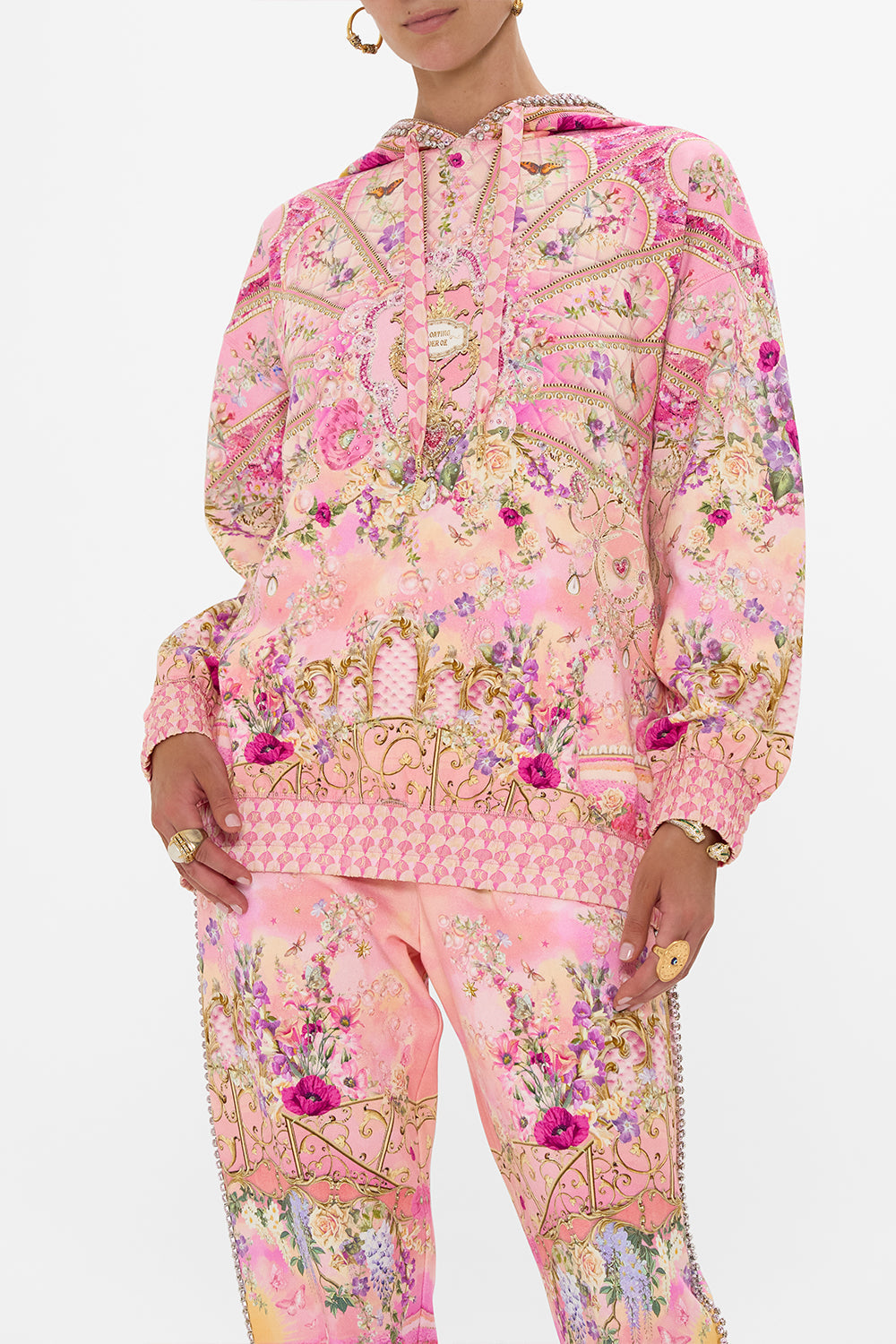 SILK BAND OVERSIZED HOODIE WITH BUTTERFLIES TOTALLY OZMOPOLITAN