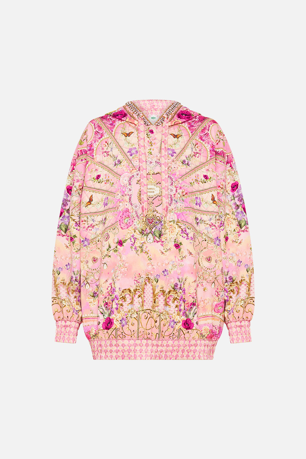 SILK BAND OVERSIZED HOODIE WITH BUTTERFLIES TOTALLY OZMOPOLITAN