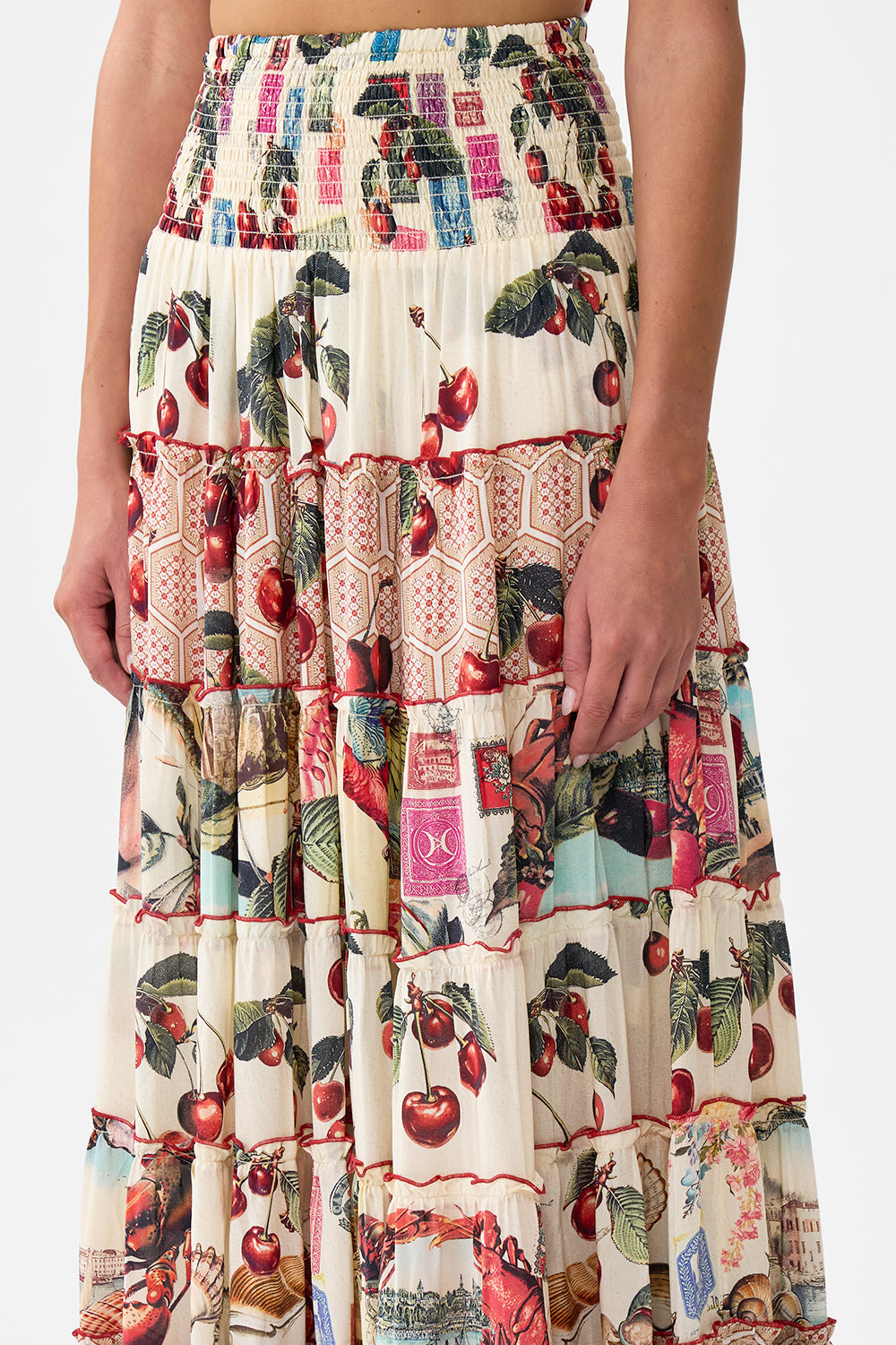 SHIRRED WAIST TIERED CIRCLE SKIRT NOTES FROM THE ROAD
