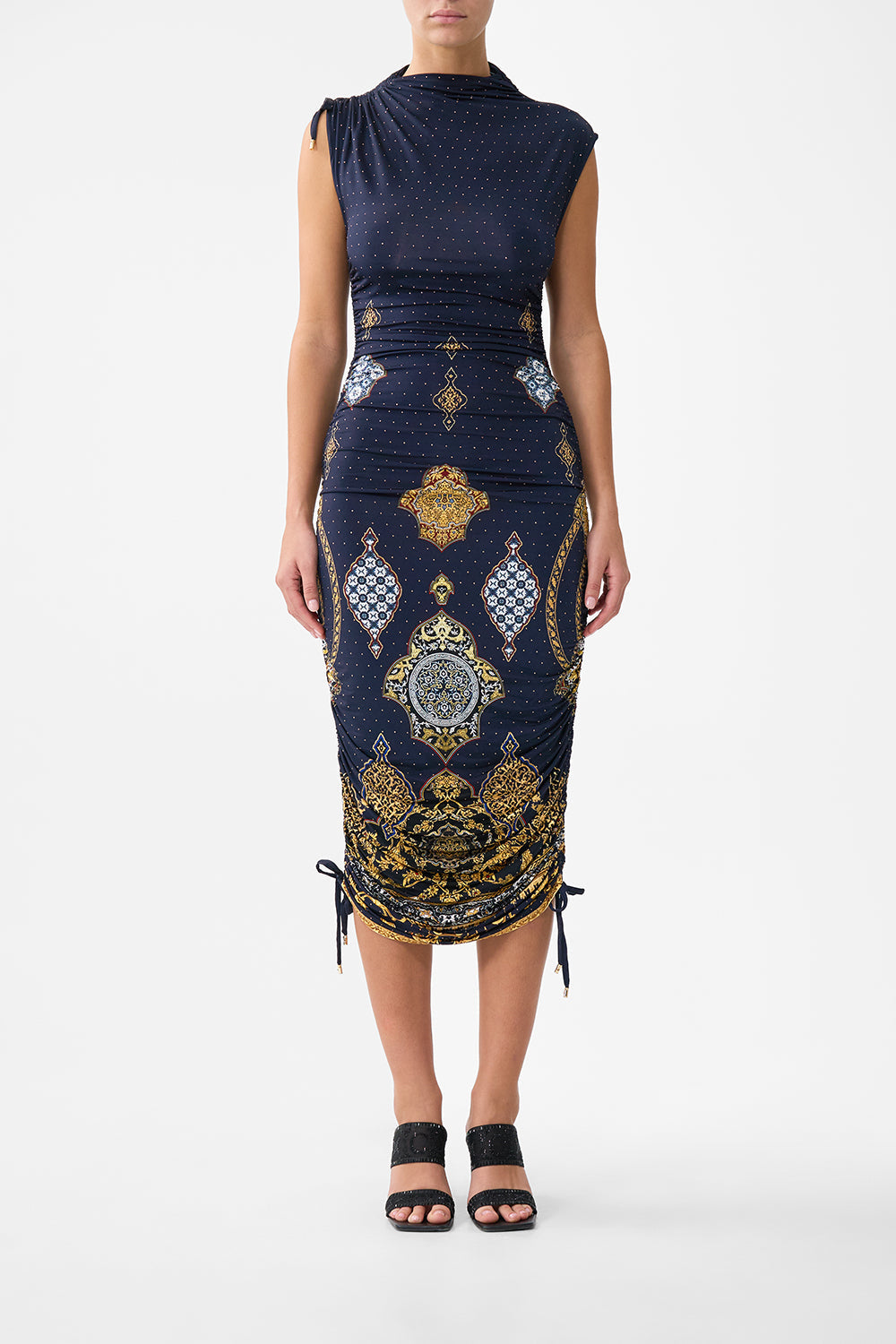 Camilla | Asymmetric Ruched Jersey Dress The Imperial Gate, L NAVY | The Imperial Gate