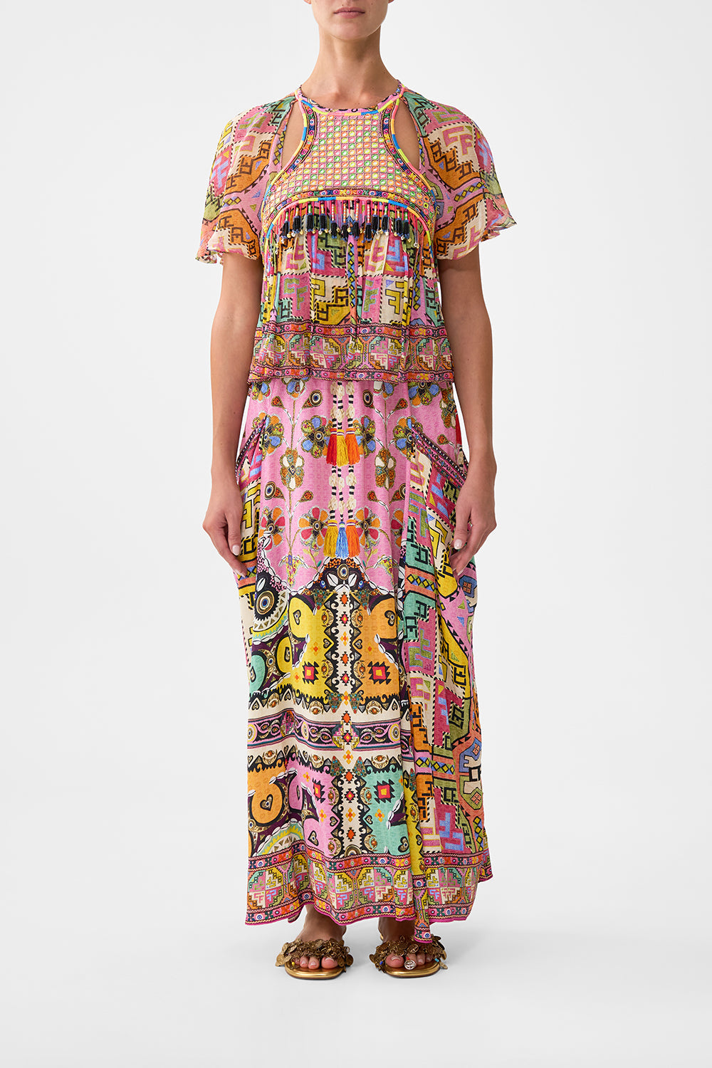 CUT-OUT HARNESS TOP PATCHWORK PANORAMA