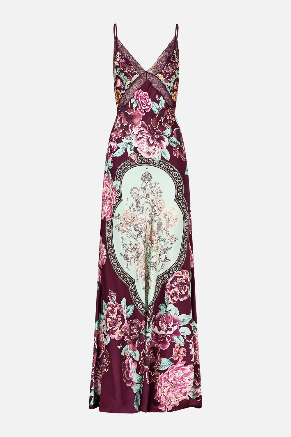 V-NECK LONG BIAS SLIP DRESS WITH TRAIN IF THESE TILES COULD TALK