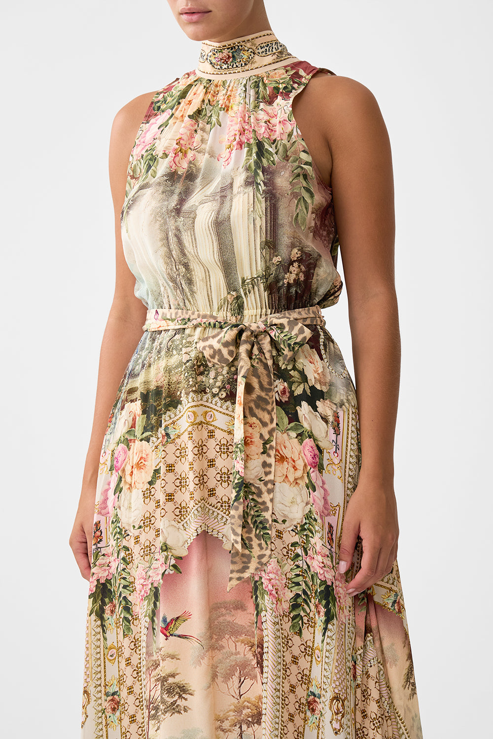 NECKTIE DRESS WITH ELASTICATED WAIST WATERCOLOUR WONDERLAND