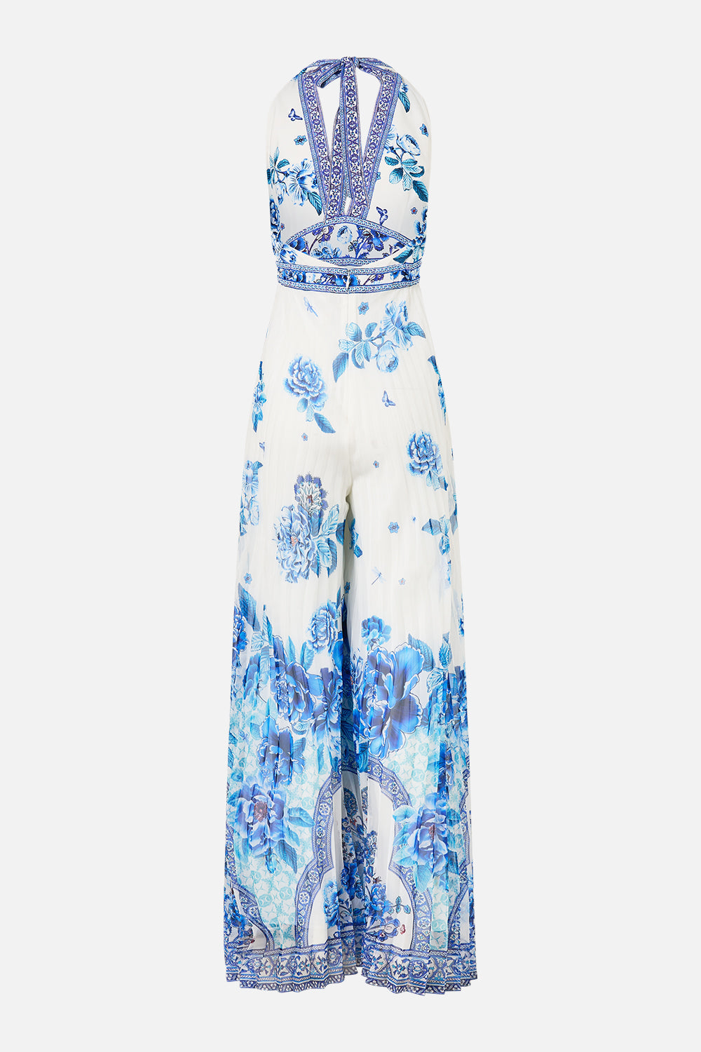 TIE NECK HALTER JUMPSUIT A CERAMIC GARDEN