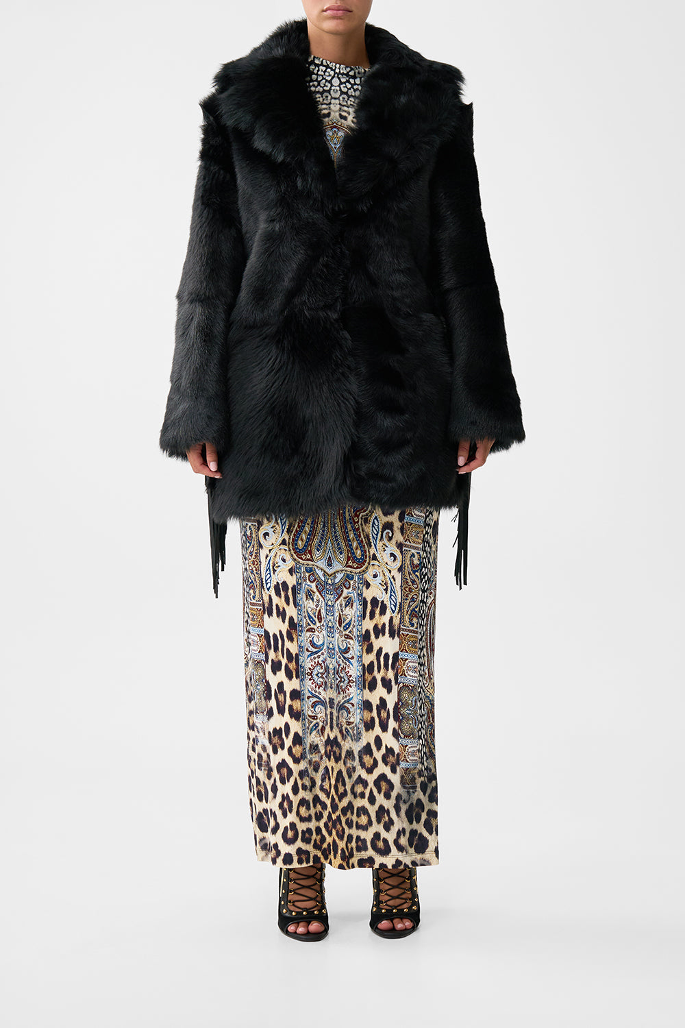 SHEARLING COAT WITH REMOVABLE FRINGING ISTANBUL ANIMALIA