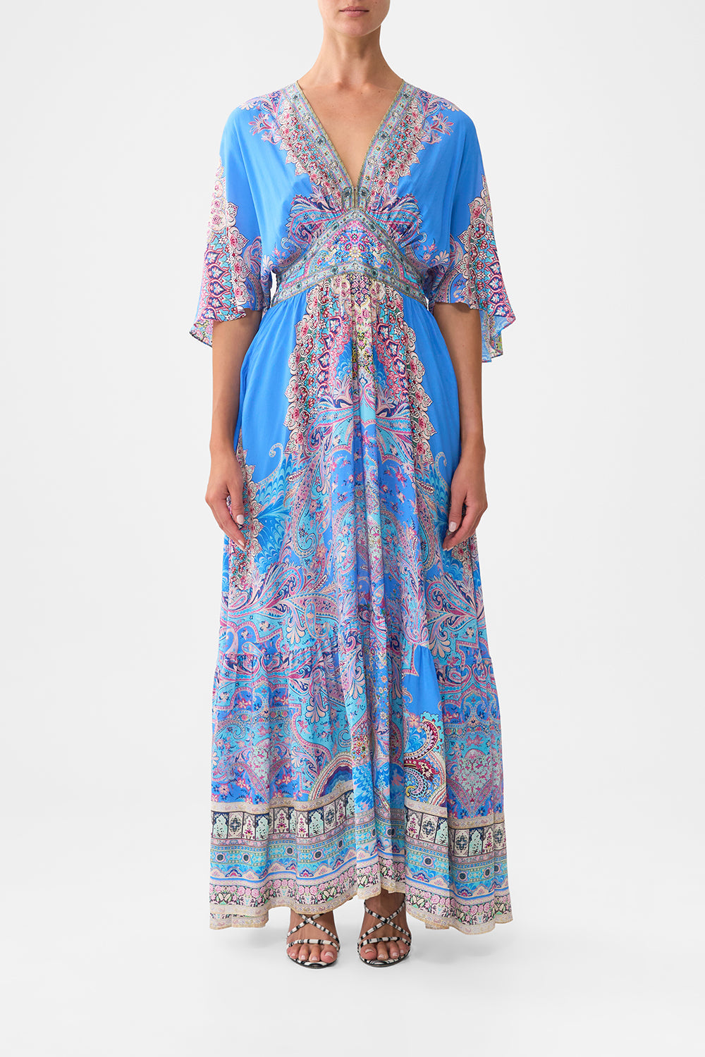 camilla blue dress Silk Maxi - Footsteps in Folklore Measurements Designed and fitted Web Collection: Spring Formal Women's Solid Color Knitted Variant:Ivory size 0