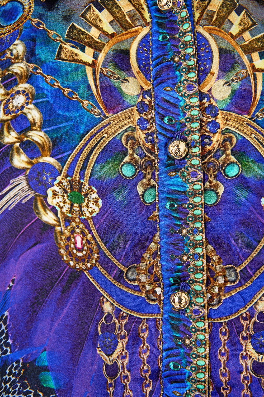 BUTTON UP TOP WITH DRAPED BACK COSMIC ZOOLOGY