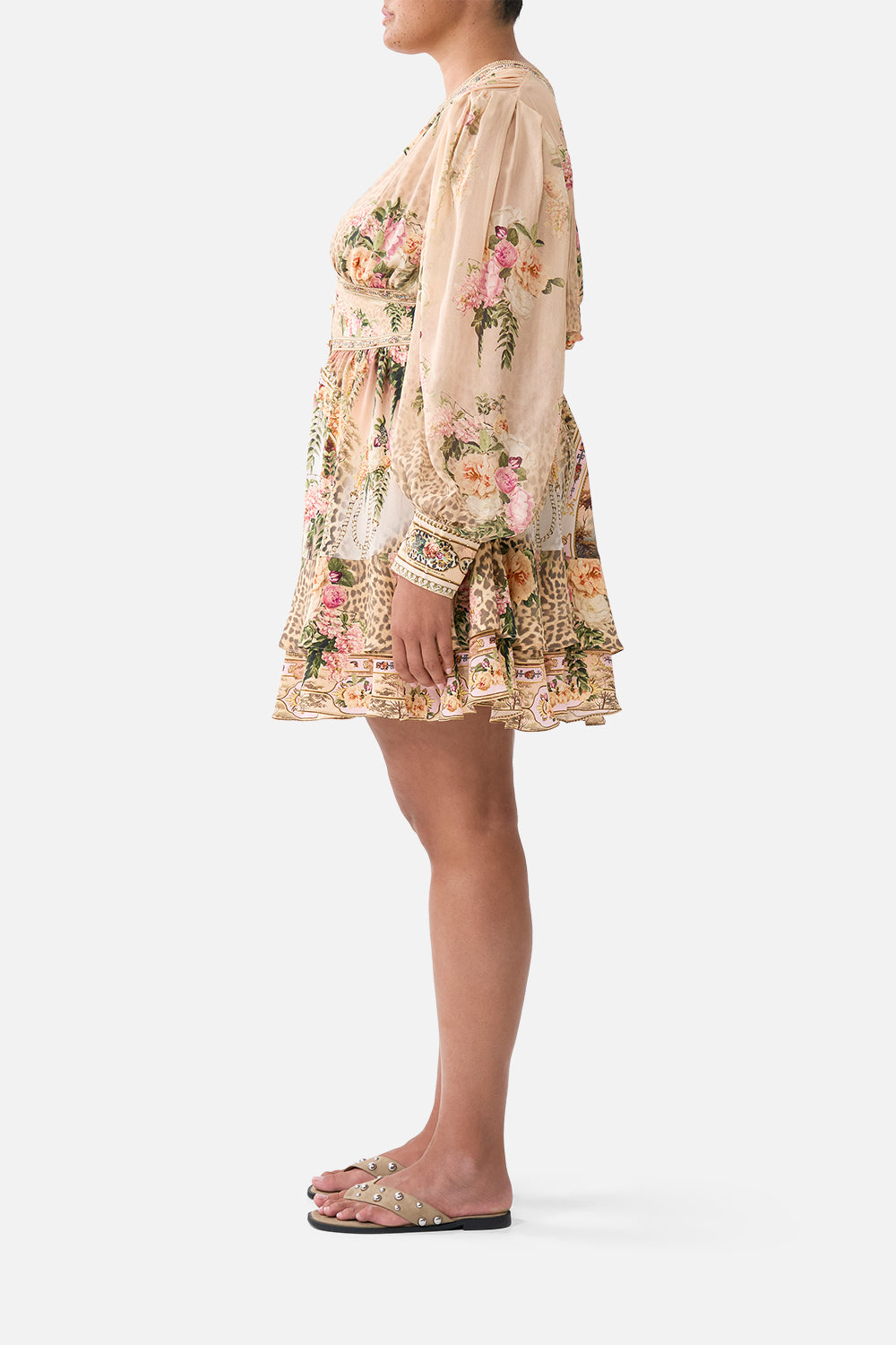 BUTTON FRONT FRILL DRESS WATERCOLOUR WONDERLAND