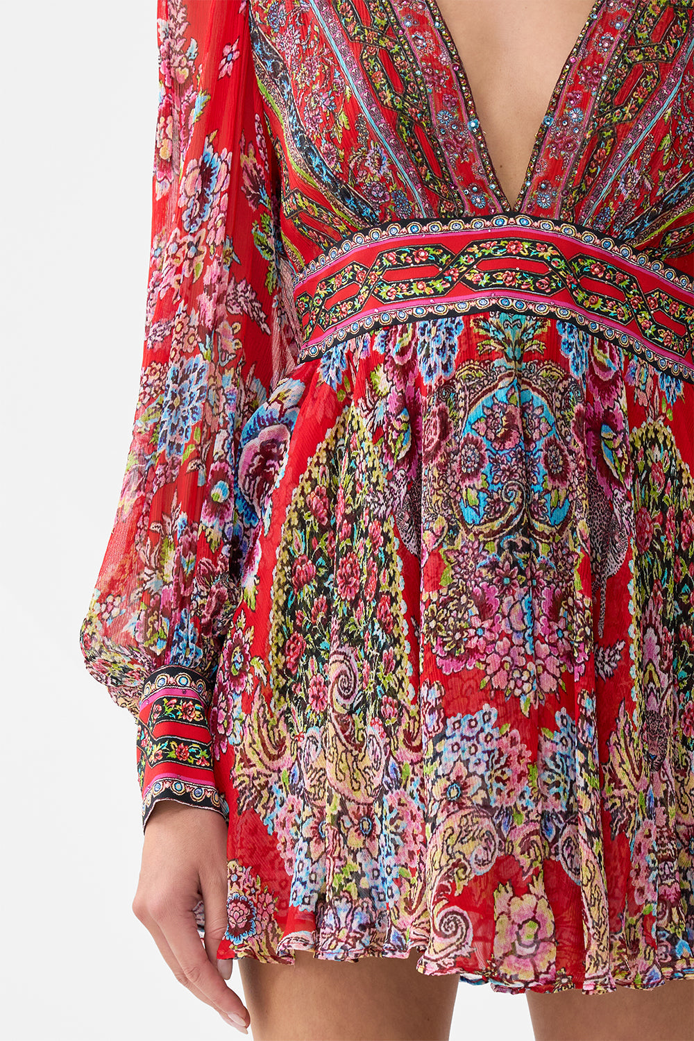 SHORT DRESS WITH BLOUSON SLEEVE ARTISANS OF ANATOLIA