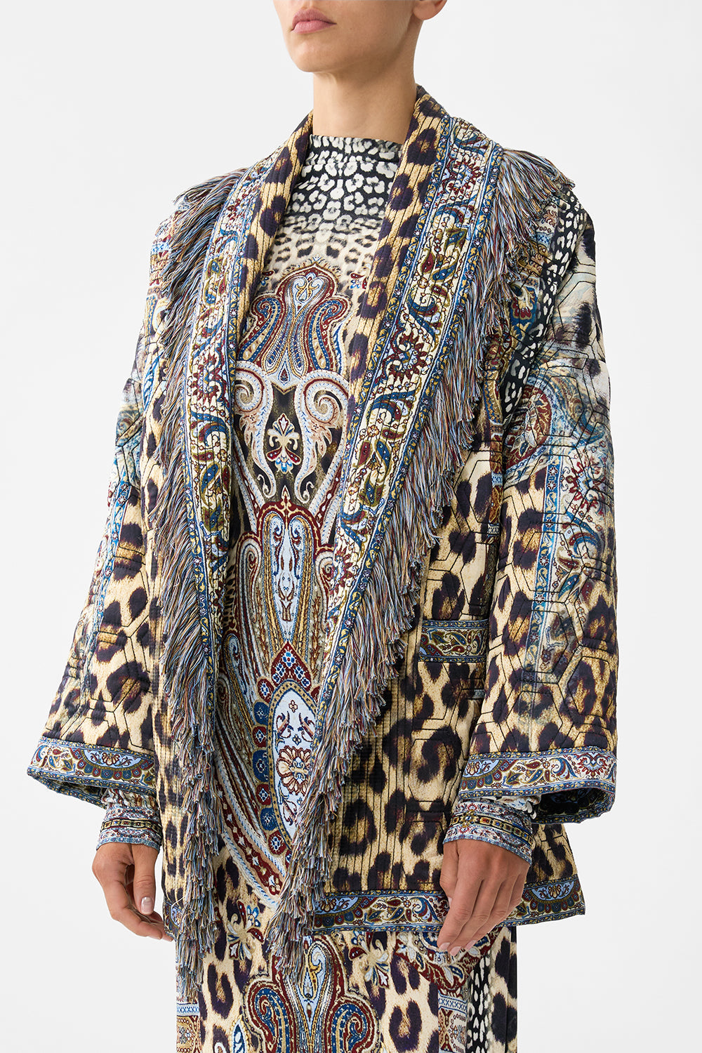 QUILTED ROLL COLLAR COAT ISTANBUL ANIMALIA