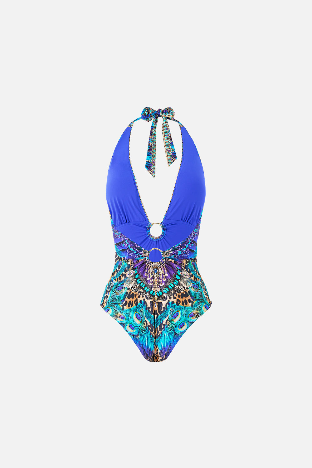 V NECK HALTER ONE PIECE WITH RING TRIMS COSMIC ZOOLOGY