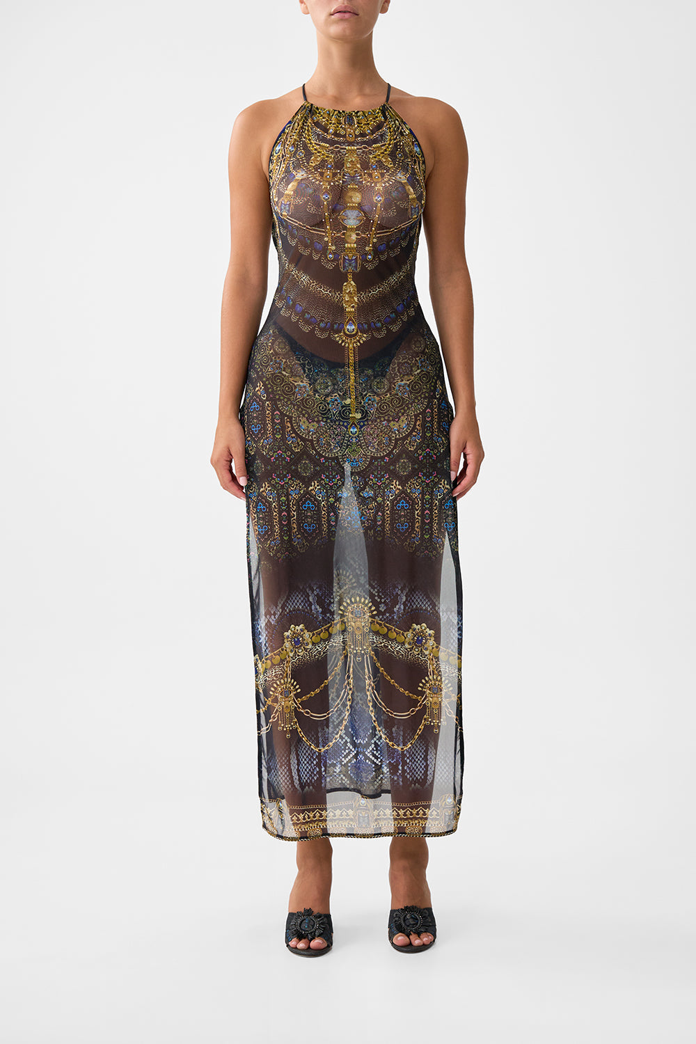 HIGH NECK BEACH MAXI DRESS WITH TIE BACK SONG OF THE SOLSTICE