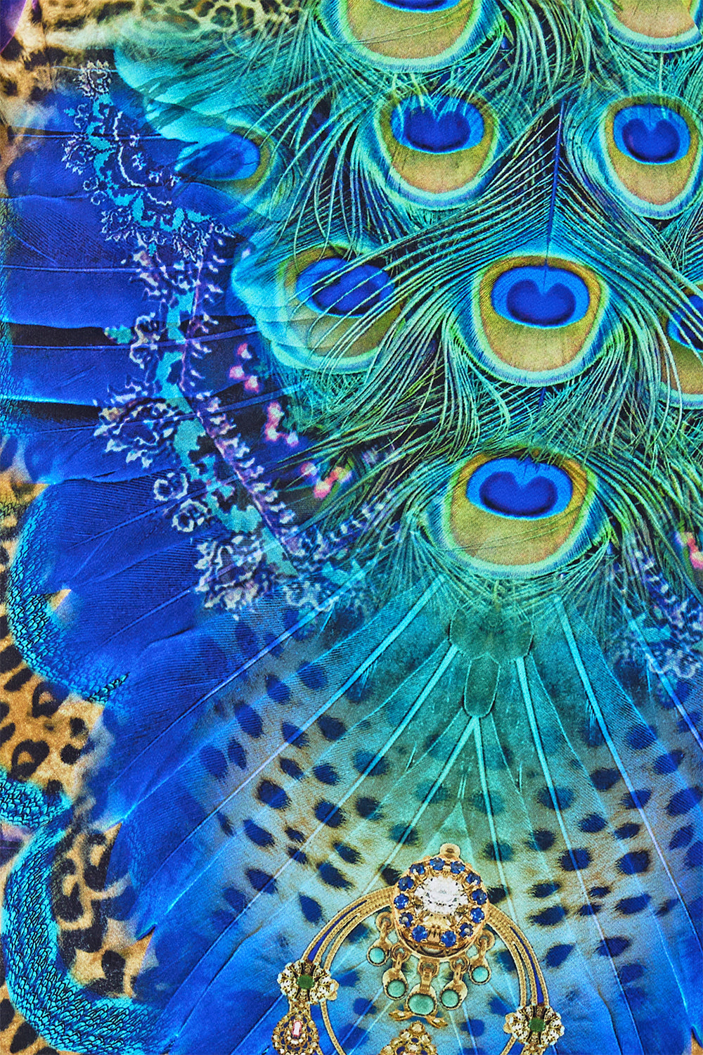 WRAP FRONT BACKLESS BEACH MIDI DRESS WITH TRIMS COSMIC ZOOLOGY