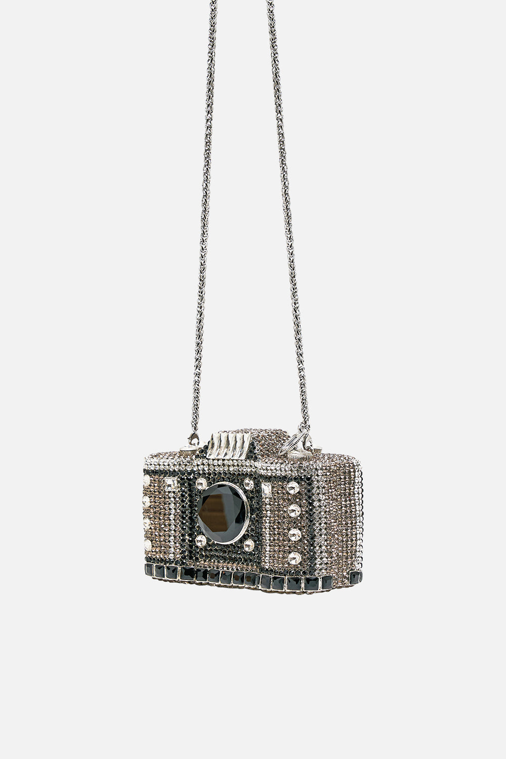 EMBELLISHED CRYSTAL CAMERA CLUTCH BAG CRYSTAL