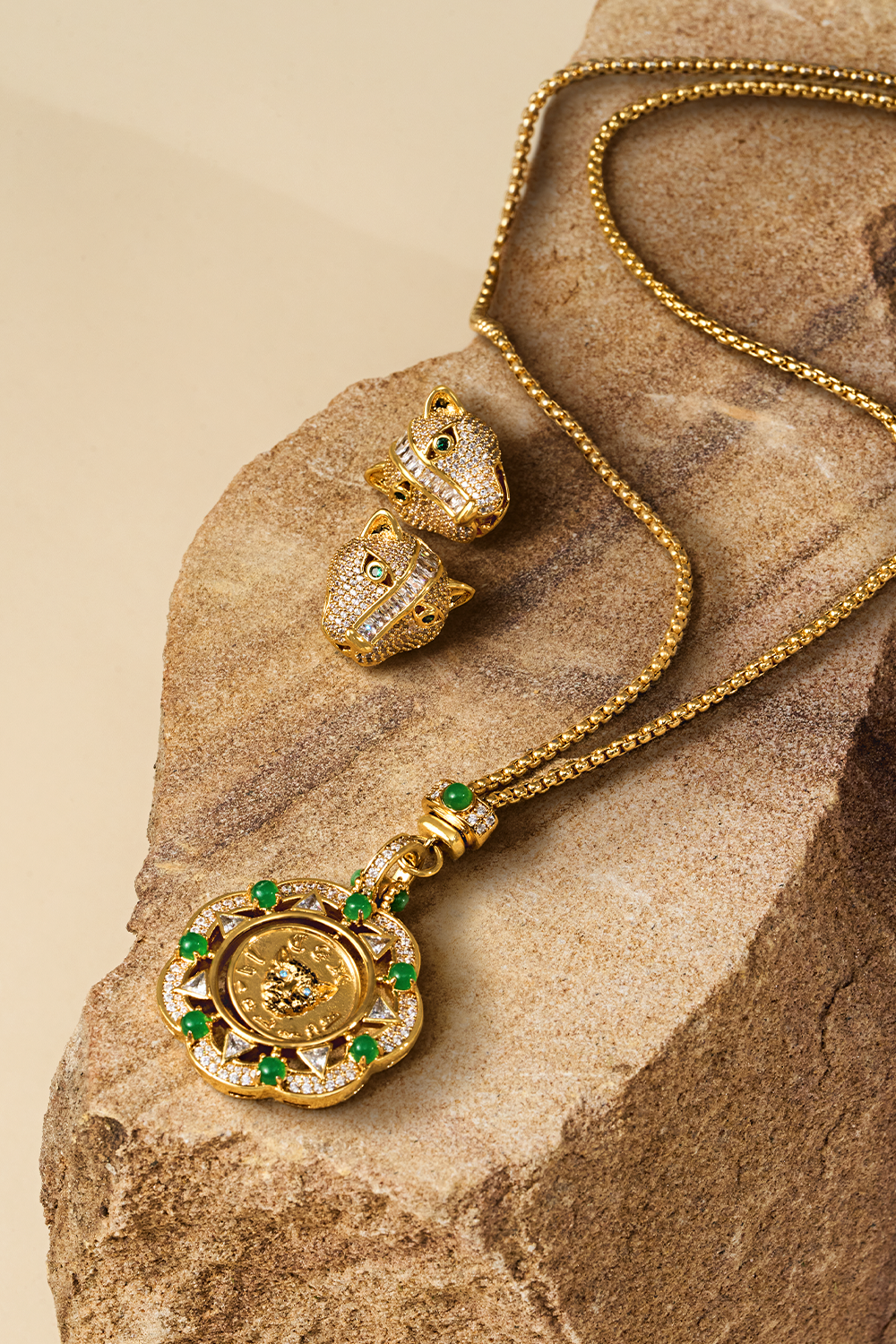 FIERCE FOLKLORE BASTET STUD EARRINGS GOLD