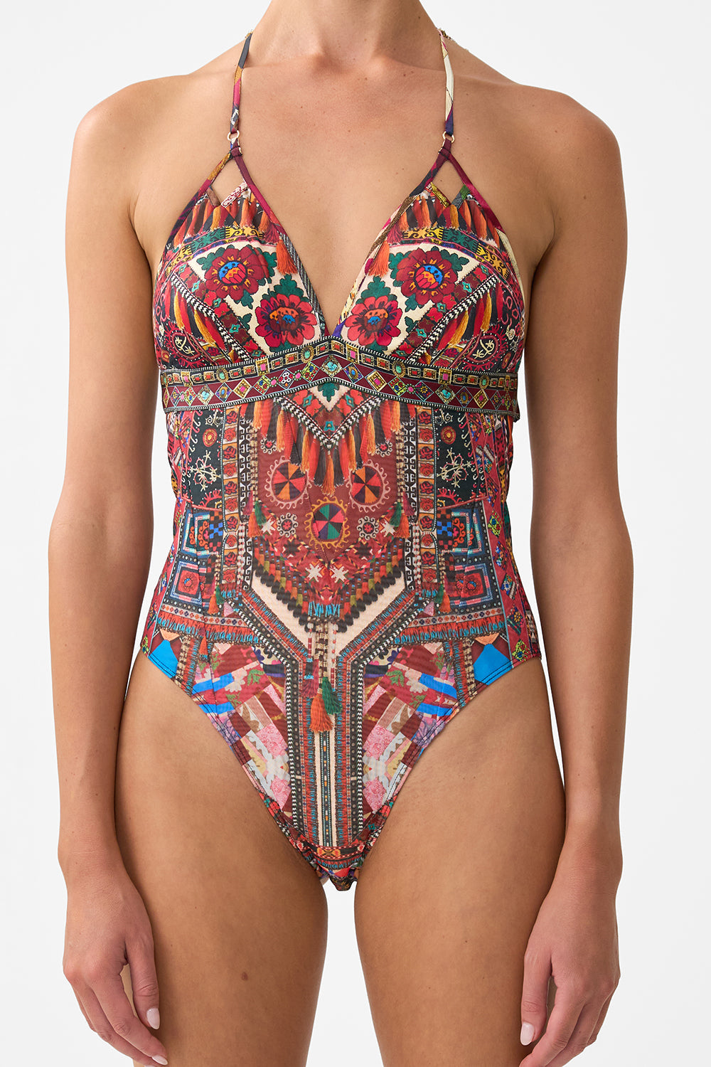 CHAIN DETAIL TRI BODYSUIT WITH MESH INSERTS PATCHWORK ALCHEMY