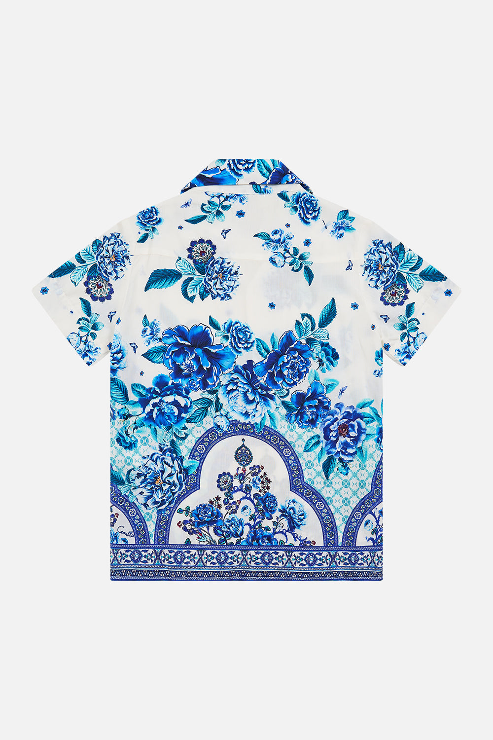 BOYS SHORT SLEEVE CAMP COLLARED SHIRT A CERAMIC GARDEN