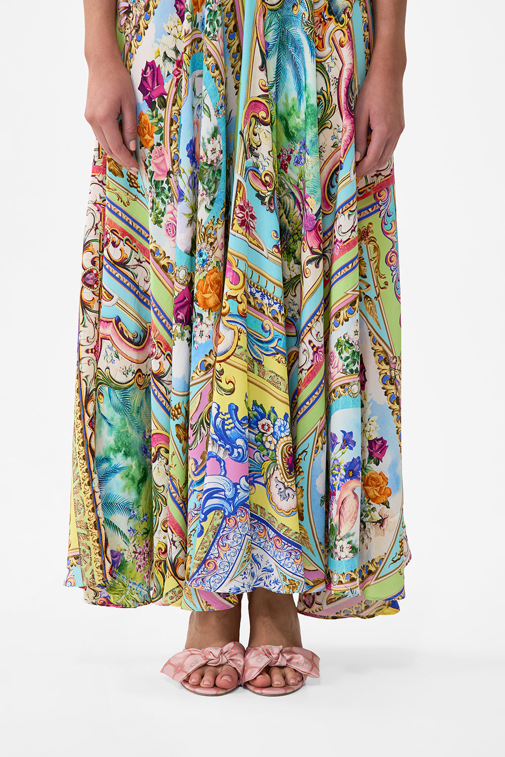 The CAMILLA Long Dress With Tie Front in our Spirit Of Santa Maria print.